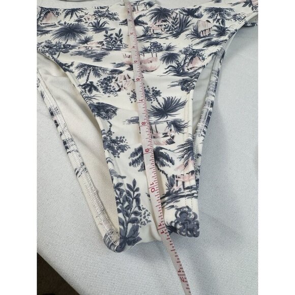Abercrombie Palm Print Swim Bottom S Tie Waist White Boho High Leg Island - Picture 6 of 6